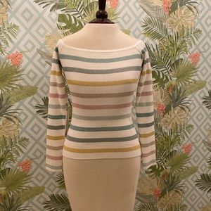 Ronny Kobo Collection Multicolor Striped Long Sleeve Top
